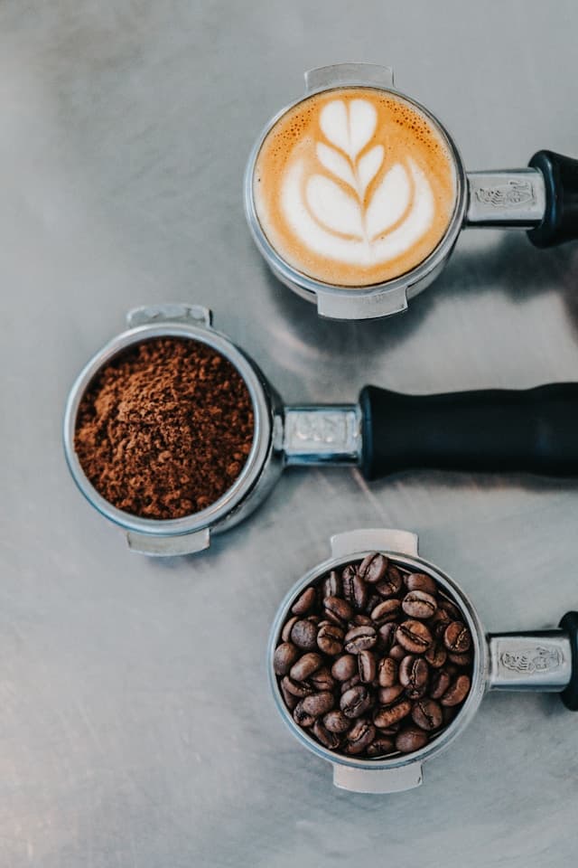 Coffee beans and grinder for different coffees